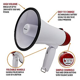 10W Rechargeable Megaphone Features
