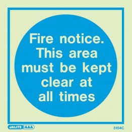 Fire Notice Area Must Be Kept Clear 5154