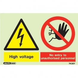 Warning High Voltage No Entry To Unauthorized Personnel 7436
