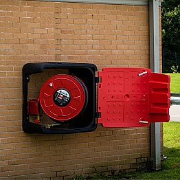 Hose Reel Cabinet - Jonesco open on wall