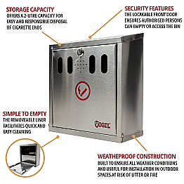 Stainless Steel Cigarette Wall Bin - Summary