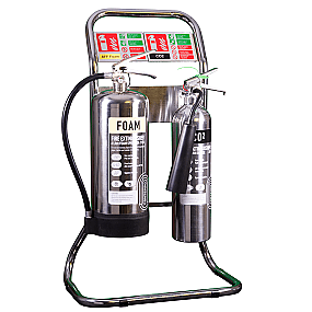 Compact Chrome Double Fire Extinguisher Stand