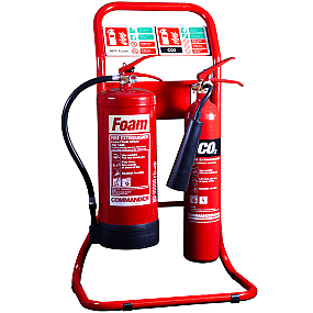Compact Red Double Fire Extinguisher Stand