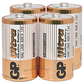 4 x D Long Life Batteries