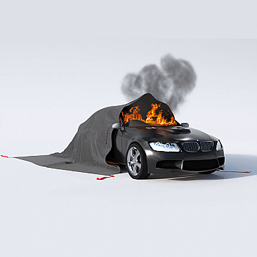 Car Fire Blanket - Partially Covered