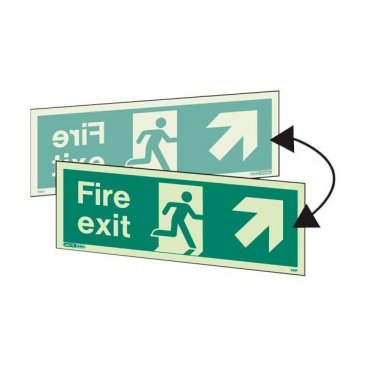 Double sided fire exit up right