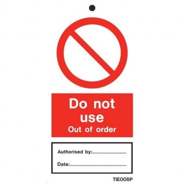 Do Not Use Out Of Order Labels Pack of 10 TIE008