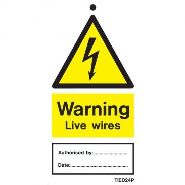 Warning Live Wires Labels Pack of 10 TIE024