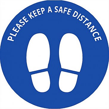 Circle Safe Distancing Floor Sticker - Blue