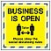 Business Is Open Adhesive Sign