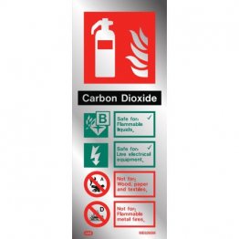 Stainless steel effect extinguisher sign