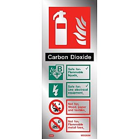 Stainless steel effect extinguisher sign